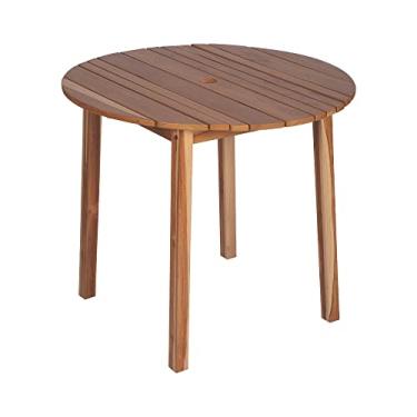 Imagem de Mesa Redonda Tramontina Verona em Madeira Teca com Acabamento em Verniz Transparente 90 cm