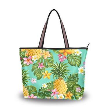 Imagem de Bolsa de ombro My Daily feminina com estampa de abacaxi e flor grande, Multi, Large