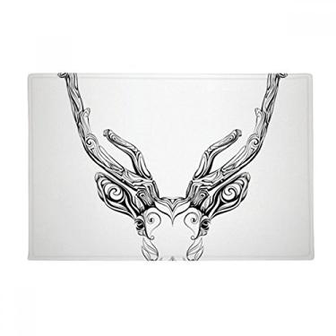 Imagem de DIYthinker Tapete de porta de banheiro com chifres longos com retrato de animal de veado antiderrapante