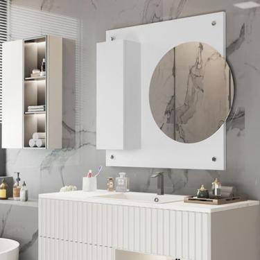 Imagem de Armário Com Espelho Redondo Para Banheiro Martim Cor Branco - Jm Casa