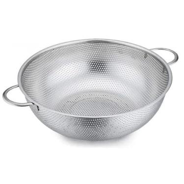 Imagem de Escorredor Peneira Multiuso Inox Com Alça Tailandês Para Macarrão Legumes Frutas Arroz 25cm