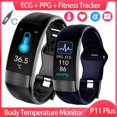 Imagem de Relógio Inteligente P11 Plus para Homens e Mulheres  Pulseira de Fitness  Banda Inteligente  ECG