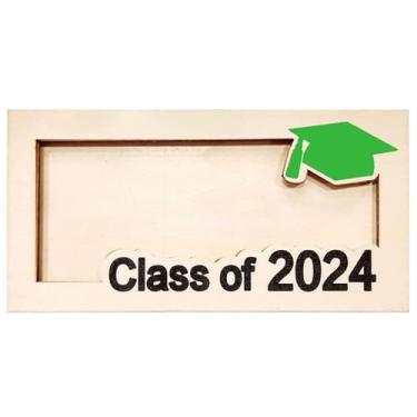 Imagem de Porta-dinheiro de graduação porta-cartões de dinheiro com adesivos, caixa de cartões de formatura de madeira para escola, graduação, caixa de cartões de madeira