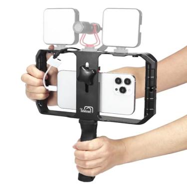 Imagem de Taisioner Estabilizador de girp manual de vídeo para smartphone, capa de vlogging, estabilizador de vídeo para celular com sapata fria para cineasta, gravador de vídeo, compatível com iPhone