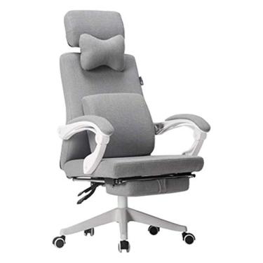 Imagem de Cadeiras de escritório, tecido reclinável, cadeira de escritório, moderna, executiva, ajustável, giratória, encosto de cabeça com apoio para os pés retrátil