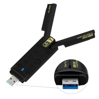 Imagem de USB 3.0 Gaming WiFi 7 Card Driver Free with 8912AU Chipset (BE6500) Adaptador USB sem fio Tri-Band Placa de rede de alta velocidade para desktop e laptop, 802.11ac/ax/be compatível, Plug & Play para