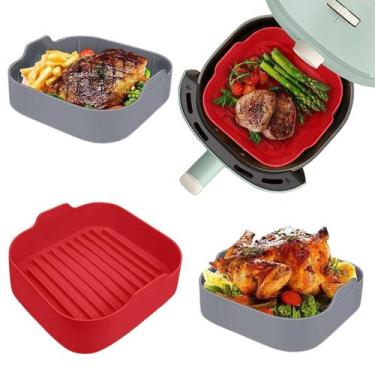 Imagem de 2 Formas Air Fryer Quadrada Antiaderente Reutilizável Silicone - Kit 2