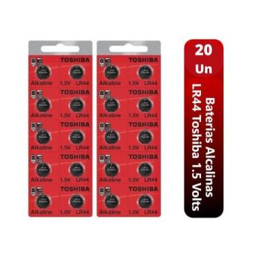 Imagem de Kit 2 Cartelas Bateria Alcalina Toshiba LR44/A76 1,5V 20 Un