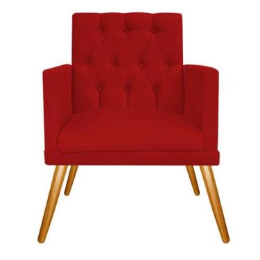 Imagem de Poltrona Decorativa Fernanda Pés Palito Mel Sala de Espera Recepção Su