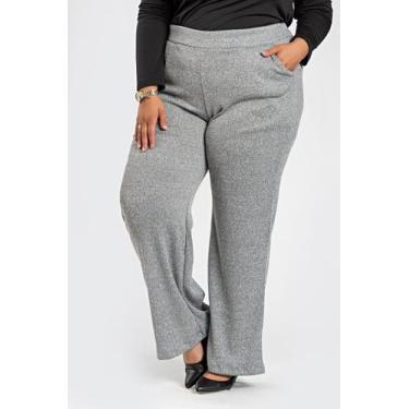 Imagem de Calça Pantalona Feminina Plus Size Malha Tricot com Bolsos - Serena, M