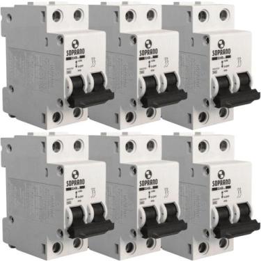 Imagem de Caixa 6 Disjuntor Bifásico Trilho Din 50a Soprano Curva C