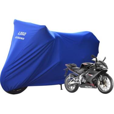 Imagem de Capa Protetora Para Moto Aprilia RS Com Logo - Mz, Azul