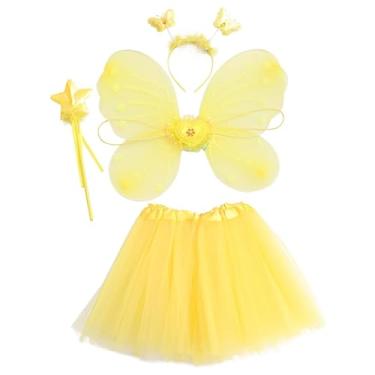 Imagem de PRETYZOOM 1 Set Butterfly Wings Four Piece Set Fairy Dresses for Girls Butterfly Costume for Girls Gauze Dress Pink Toddler Dress Pink Tutu for Girls Women's With Wings Princess Dress Fabric