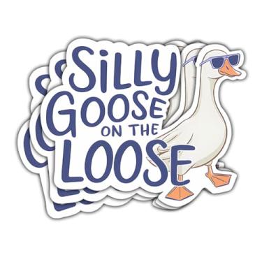 Imagem de (3 peças) Adesivo de ganso silly certificado, adesivo engraçado, adesivo de ganso, adesivo de vinil cortado à prova d'água para laptop, garrafa de água, telefone, janela, capacete, decalque para