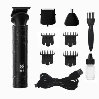 Imagem de ClipZoo Aparador de barba para homens, barbeadores elétricos para homens, kit de barbear para bigode e nariz, kit de cortadores de cabelo 3 em 1 para homens, presentes para homens (preto)