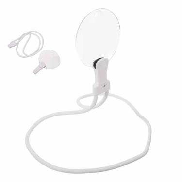 Imagem de Lupa de Aumento 5x Haste Flexivel Apoio Mesa Pescoço Idoso Baixa Visao Vista Cansada Trabalho Leitura Tarefa  Visualizaçao Ampla