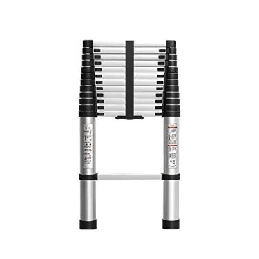 Imagem de Escada telescópica de alumínio completa de 10,5 pés/12,5 pés/13,5 pés/14,5 pés Escadas domésticas multiuso fáceis de transportar, adequadas para o topo do telhado do sótão