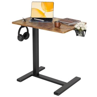 Imagem de Claiks Mesa móvel sobreposta com rodas – Mesa de pé ajustável de 65 cm para uso hospitalar e doméstico, capacidade de 10 kg, carrinho ergonômico para laptop, rústico
