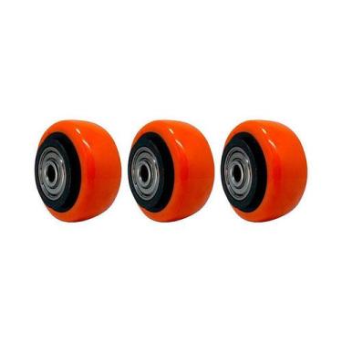 Imagem de Kit 3 un roda pvc laranja 2 pol 50kg p/ rodízio - AJAX
