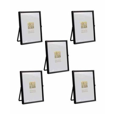 Imagem de Kit 5 Porta Retrato em Metal e Vidro para Foto 10x15 Preto - Tokyo Des