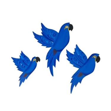 Imagem de Trio De Arara De Asa Aberta Decorativo Jardim Varanda Casa - Atelie Center (Azul)