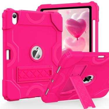 Imagem de Cantis Capa para iPad 11 polegadas (A16) 2025/iPad 10ª geração 2022 (11 polegadas), capa à prova de choque para iPad 10ª geração com suporte de lápis e suporte, rosa choque
