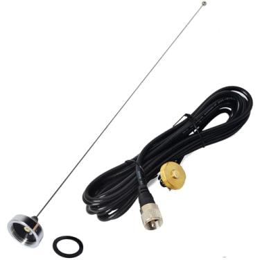 Imagem de HYS TCJ-N1 VHF NMO 136-174 Mhz Mhz Mobile Vehicle FM Tranceiver 2M Antena com cabo coaxial RG58 de 13 pés NMO para UHF PL259 Conector para Yaesu Kenwood HYT Vertex Icom Mobile Radios