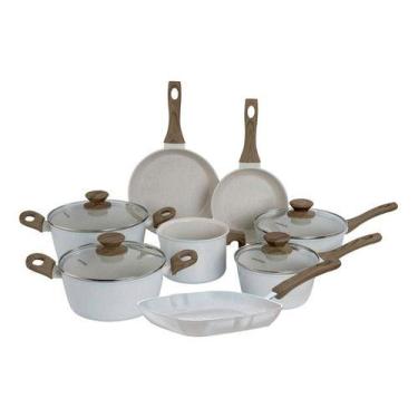 Imagem de Jogo De Panelas Antiaderente Cerâmica Indução 8 Peças Cook Mármol - Mi