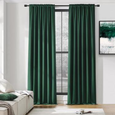 Imagem de Cortinas DONREN de comprimento extra 274 cm para quarto verde escuro x