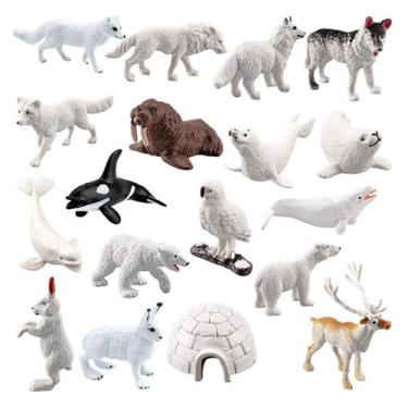 Imagem de Conjunto de figuras de animais do Ártico, 18 peças de estatuetas de an