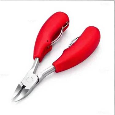 Imagem de Alicate Manicure Profissional Precisão Cirúrgica Aço Inox cabo preto -