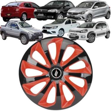 Imagem de Calota Universal modelo Velox Aro 13 polegadas Preta/vermelha Elitte