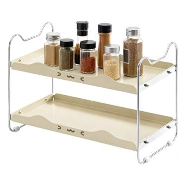 Imagem de Prateleira Para Balcão De Cozinha,Suporte De 2 Níveis Antiderrapante - Prateleiras Para Bancada De Cozinha Organizador De Temperos | Para Armário Escritório Casa De Banho Frascos