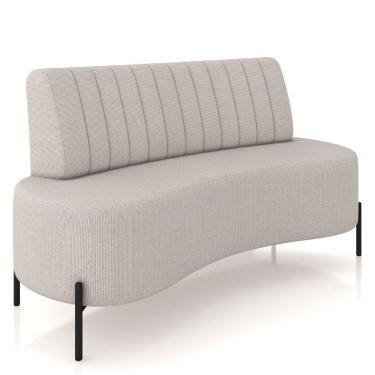 Imagem de Sofá Chaise 2 Lugares Sala Living 135cm Pés Industrial Cayman K01 Linho Cru Lyam Decor