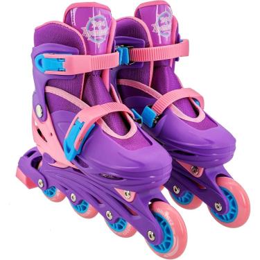 Imagem de Patins Infantil 4 Rodas Inline Com Kit Proteção Completo Unitoys