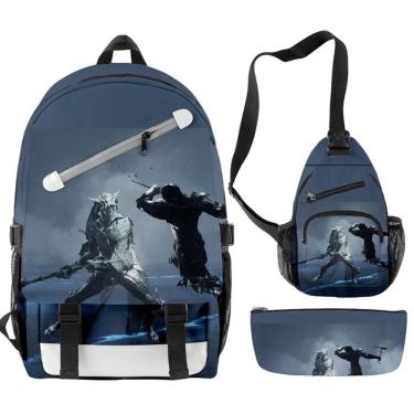 Imagem de Conjunto de mochilas escolares Mortals Shells, impressão 3D para crianças, 3 unidades