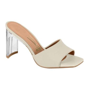 Imagem de Tamanco Vizzano Salto Médio Acrílico Transparente Slide Mule, Branco o