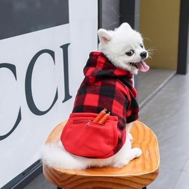Imagem de Moletom com capuz aconchegante para animais de estimação - Jaqueta pulôver para cães com capuz de bolso para raças de 5,4 a 6,8 kg, roupas quentes para animais de estimação para chihuahuas, buldogues