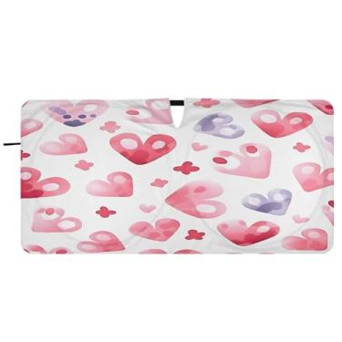 Imagem de CEBUGI Para-brisa de carro dobrável sombra de sol dia dos namorados corações janela de carro sombras guarda-chuva para-brisa frontal para-sol para acessórios de carro legal carro refletor protetor