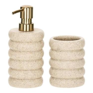 Imagem de Kit Lavabo Banheiro Dispenser Porta Sabonete Líquido E Copo Porta Esco