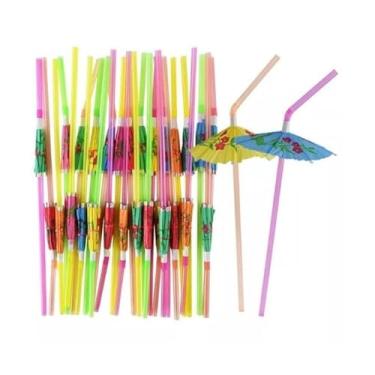 Imagem de Kit Canudos Sombrinha Guarda-chuva Fruta para Drinks Copo Festa tropical decoração para Churrasco e Drinks, Prático(Sombrinhas,24 unidades)