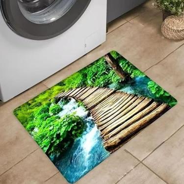 Imagem de Tapete Antiderrapante Absorvente de Microfibra | Secagem Rápida | Uso Multiambiente(Ponte de madeira)