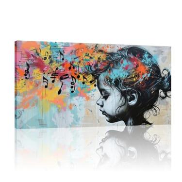 Imagem de Arte em tela decorativa, arte de parede com impressão em tela de graffiti, conjunto de 1 tela de arte Banksy, pôster infantil Banksy, impressão de grafite - (50 x 100 cm) sem moldura 20 x 40 polegadas
