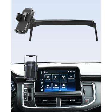 Imagem de PZK Suporte de telefone de carro para Chevy Chevrolet Tahoe/Suburban/GMC Yukon/GMC Yuhon XL 2021 2022 2023 2024 Acessórios de tela de 10,2 polegadas Suportes de telefone com trava automática para