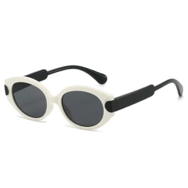 Imagem de HCPIHF Óculos de sol femininos retrô com gradiente, armação luxuosa de duas cores, masculino, UV400 (branco e preto)