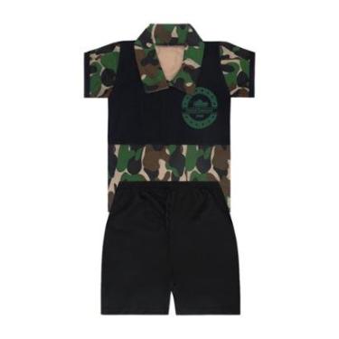 Imagem de Conjunto Polo Militar e Short Preto - Destak-Masculino