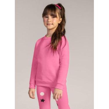 Imagem de Blusão básico infantil menina em moletom Brandili, 1, Rosa