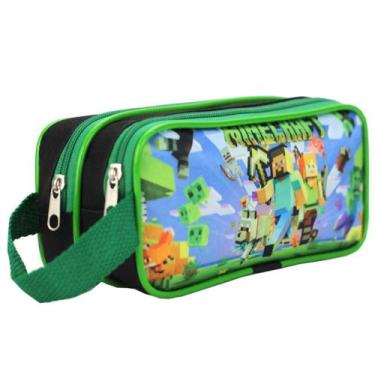Imagem de Estojo Infantil Escolar MineCraft 2 Zíperes Compartimento Duplo Menino