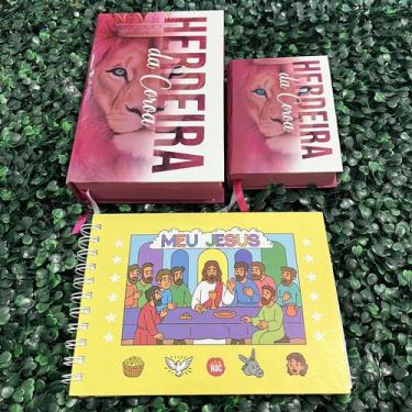 Imagem de Kit Bíblia Mãe e Filha Herdeira da Coroa Rosa ARC Com Harpa e Índice e