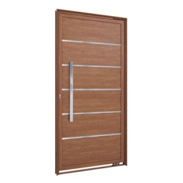 Imagem de Porta Pivotante Lambri de Aluminio com Friso Puxador de 80cm 215x105 L